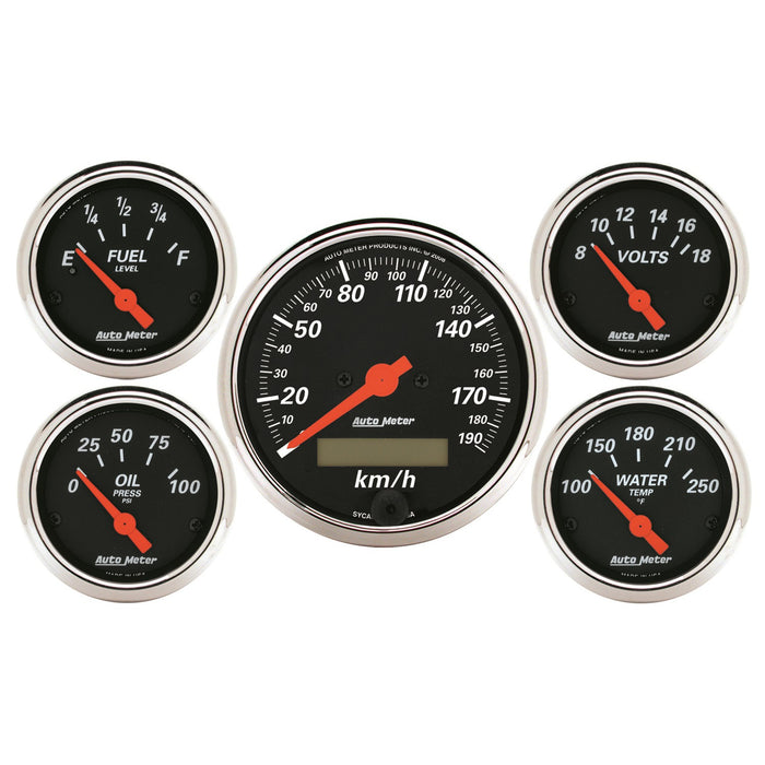 AutoMeter 1421-M GAUGE KIT; 5 PC.; 3 1/8in./2 1/16in.; ELEC. KM/H SPEEDOMETER; DESIGNER BLACK - Truck Part Superstore