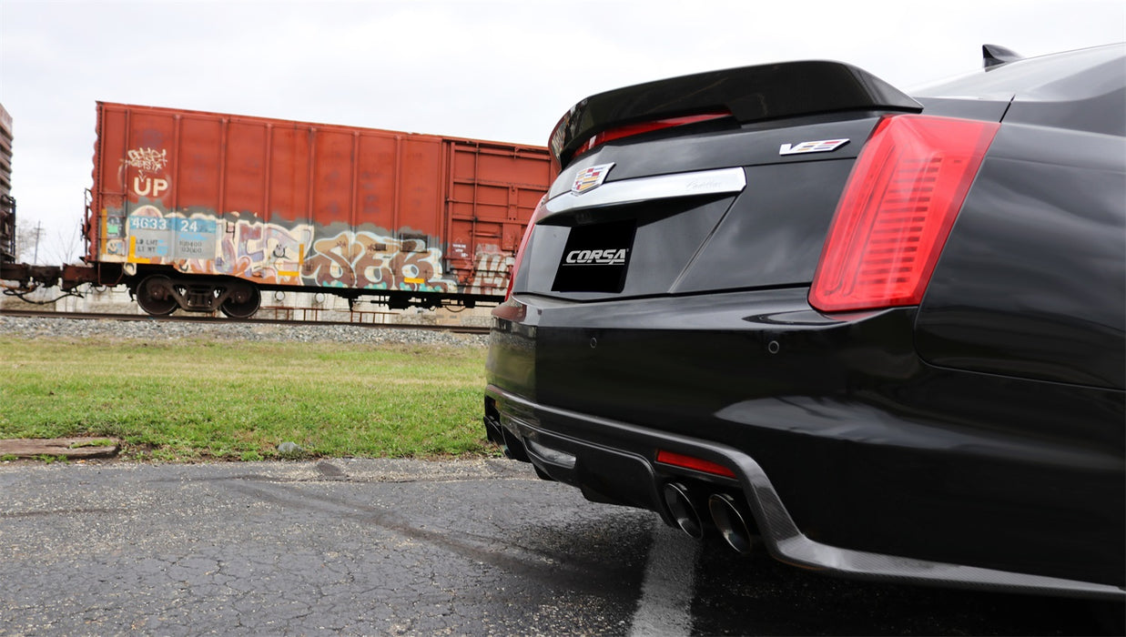 Corsa Performance 14358 2.75 Inch Axle-Back Xtreme Dual Exhaust 4.0 Inch Polished Tips 16-Present Cadillac CTS-V Sedan 6.2L V8 Stainless Steel Corsa Performance - Truck Part Superstore