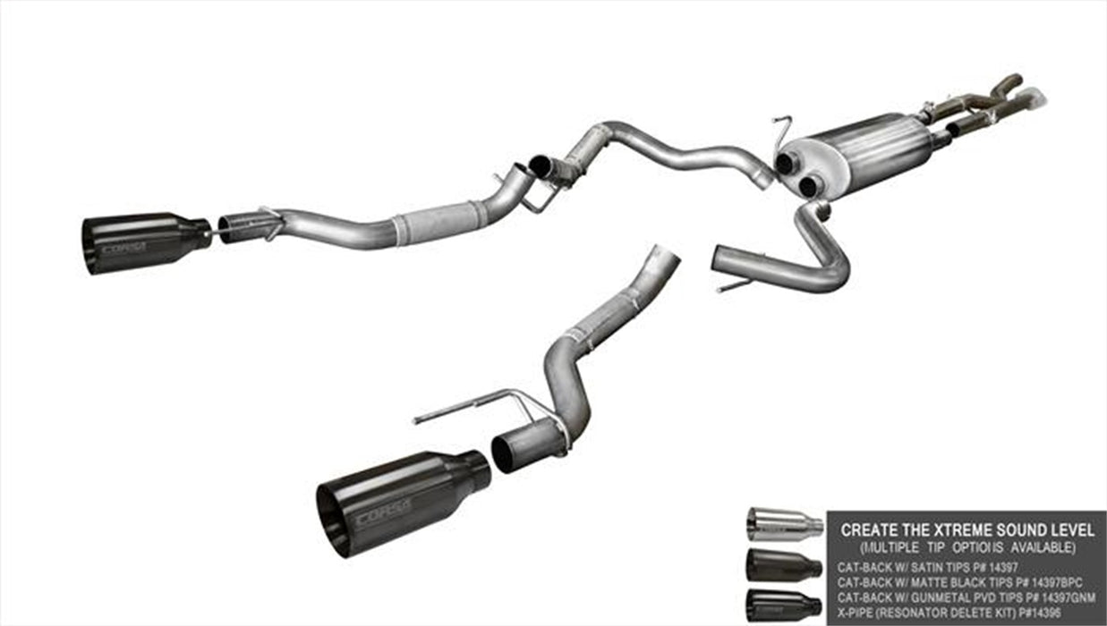 Corsa Performance 14396 X-Pipe/Resonator Delete Sport To Extreme Sound Level 17-Present Ford F150 Raptor EcoBoost SuperCrew/SuperCab 3.5L V6 Turbo Stainless Steel Corsa Performance - Truck Part Superstore