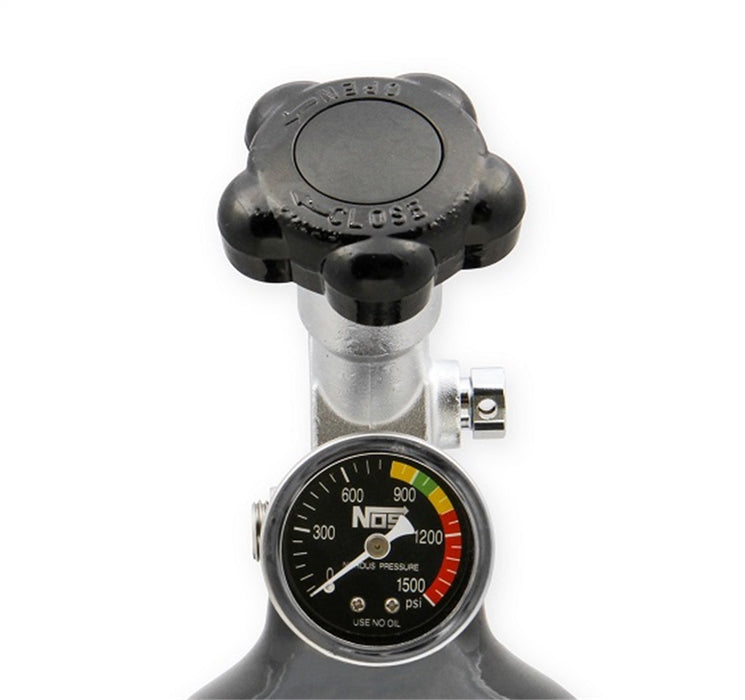 NOS/Nitrous Oxide System 14730BNOS Nitrous Bottle; Black Finish; 5 lb.; 16.75 in. x 5.25 in.; Hi-Flow Valve; - Truck Part Superstore