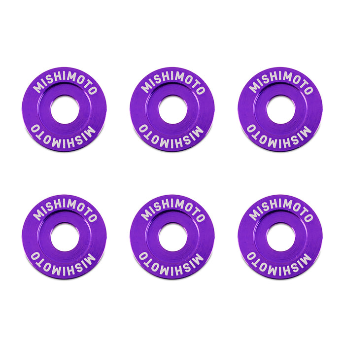 Mishimoto MMFW-SM-6PR Mishimoto M6 X 1.0 Fender Washer and Bolt Kit, 16.7mm OD, 6 pcs, Purple - Truck Part Superstore