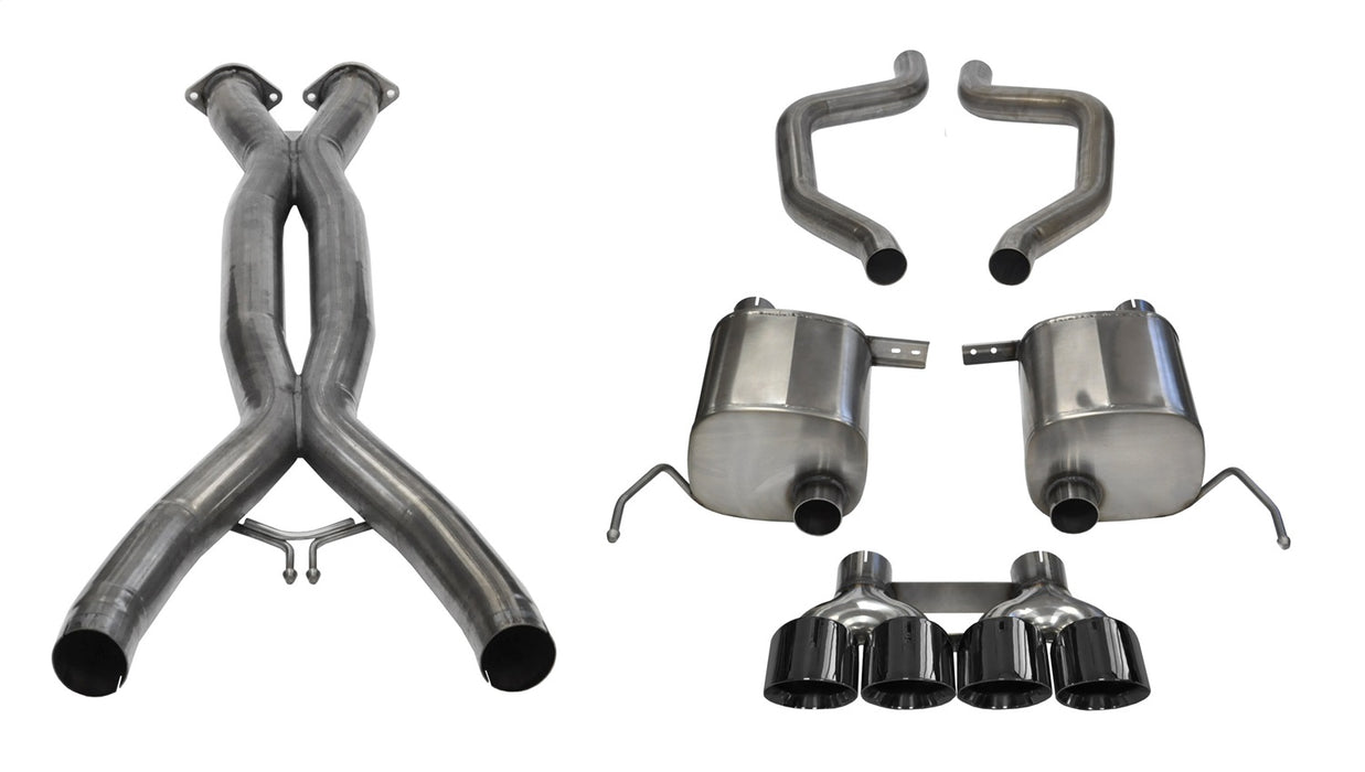 Corsa Performance 14766CBBLK 2.75in. Cat-Back Dual Rear Exit with Quad 4.5in. Black PVD Pro-Series Tips - Truck Part Superstore