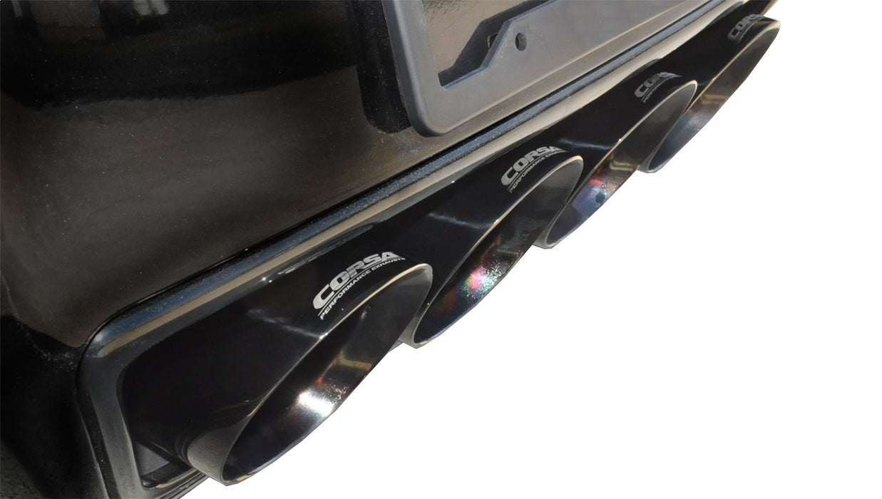 Corsa Performance 14766CBBLK 2.75in. Cat-Back Dual Rear Exit with Quad 4.5in. Black PVD Pro-Series Tips - Truck Part Superstore
