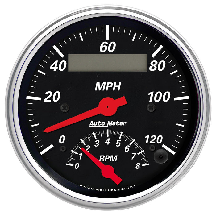 AutoMeter 1481 GAUGE; TACH/SPEEDO; 3 3/8in.; 120MPH/8K RPM; ELEC. PROGRAM.; DESIGNER BLK - Truck Part Superstore