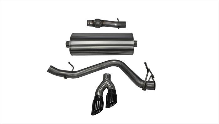 Corsa Performance 14846BLK 3.0 Inch Cat-Back Single Side Exit with Twin 4.0 Inch Black PVD Pro-Series Tips Corsa Performance - Truck Part Superstore