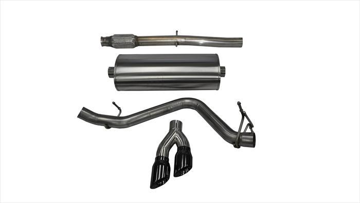 Corsa Performance 14849BLK 3.0 Inch Cat-Back Single Side Exit with Twin 4.0 Inch Black PVD Pro-Series Tips Corsa Performance - Truck Part Superstore
