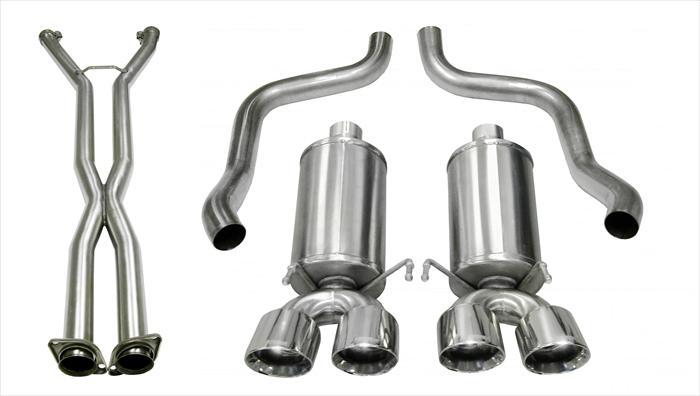 Corsa Performance 14959CB 2.5 Inch Cat-Back Dual Rear Exit with Twin 4.0 Inch Polished Pro-Series Tips Corsa Performance - Truck Part Superstore