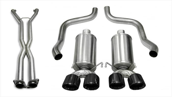 Corsa Performance 14960CB4BLK 2.5 Inch Cat-Back Dual Rear Exit with Twin 4.0 Inch Black PVD Pro-Series Tips Corsa Performance - Truck Part Superstore
