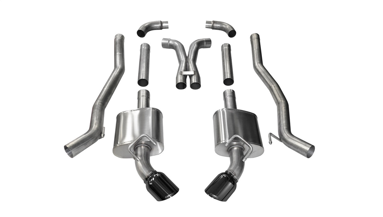 Corsa Performance 14968BLK 3.0 Inch Cat-Back Plus X-Pipe Xtreme Exhaust Dual Rear Exit 4.5 Inch Black Tips 10-15 Chevrolet Camaro SS Coupe Manual Trans 6.2L V8 Stainless Steel Corsa Performance - Truck Part Superstore