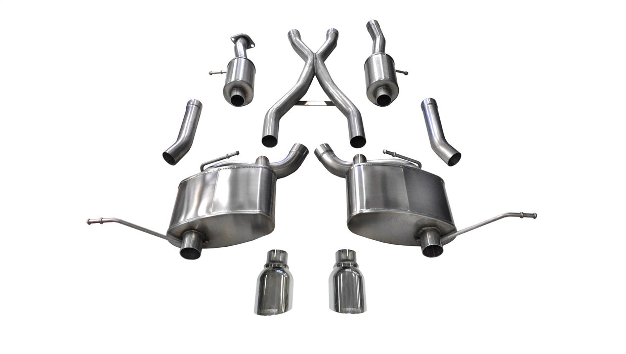 Corsa Performance 14980 2.5in. Cat-Back Dual Rear Exit with Single 4.5in. Polished Pro-Series Tips - Truck Part Superstore