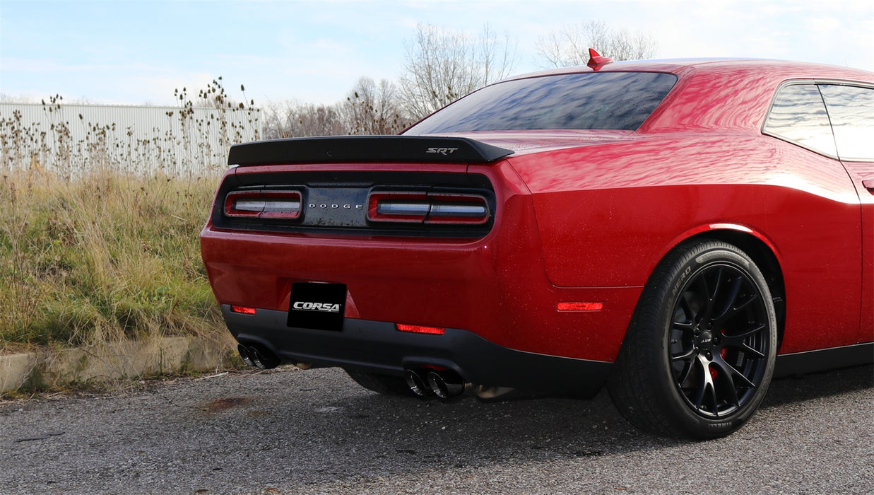 Corsa Performance 14989BLK 2.75 Inch Cat-Back Xtreme Dual Rear Exit Exhaust 3.5 Inch Black Tips 15-Present Dodge Challenger SRT 392/R/T Scat Pack/SRT Hellcat 6.2L/6.4L V8 Stainless Steel Corsa Performance - Truck Part Superstore