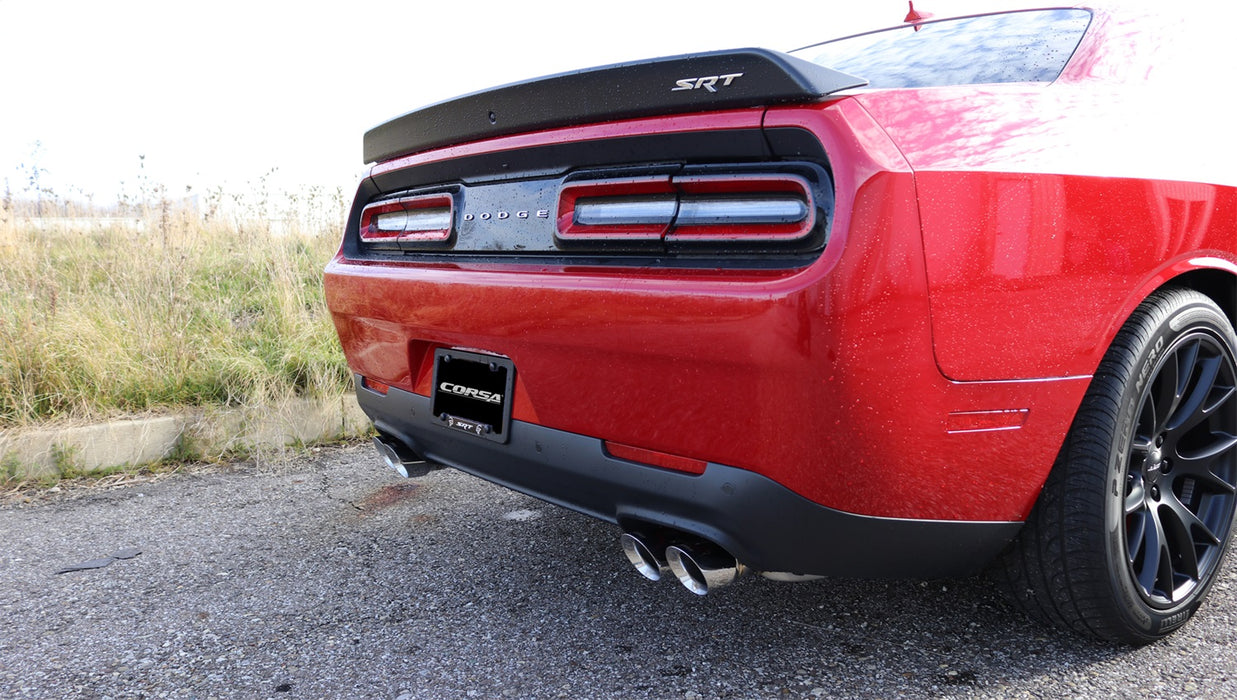 Corsa Performance 14989 2.75 Inch Cat-Back Xtreme Dual Rear Exit Exhaust 3.5 Inch Polished Tips 15-Present Dodge Challenger SRT 392/R/T Scat Pack/SRT Hellcat 6.2L/6.4L V8 Stainless Steel Corsa Performance - Truck Part Superstore