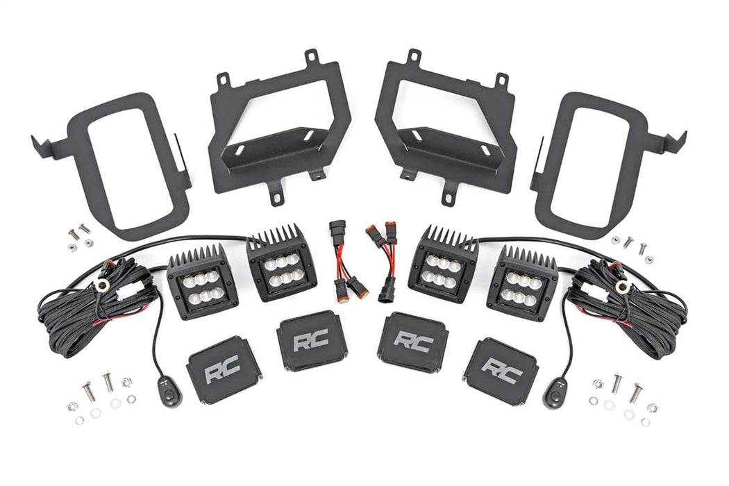 Rough Country 70833 Ford LED Fog Light Kit Black Series w/ Flood Beam 15-19 F-150 Rough Country - Truck Part Superstore