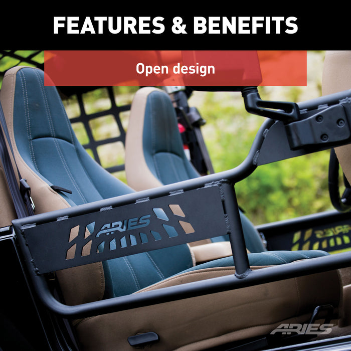 ARIES 1500100 ARIES 1500100 Black Aluminum Jeep Wrangler TJ Tube Half Doors - Truck Part Superstore