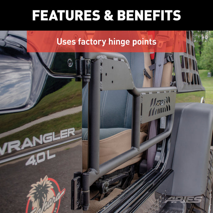 ARIES 1500100 ARIES 1500100 Black Aluminum Jeep Wrangler TJ Tube Half Doors - Truck Part Superstore
