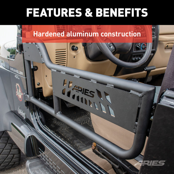 ARIES 1500100 ARIES 1500100 Black Aluminum Jeep Wrangler TJ Tube Half Doors - Truck Part Superstore