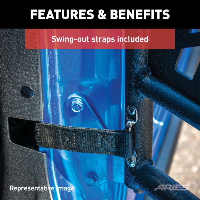 ARIES 1500100 ARIES 1500100 Black Aluminum Jeep Wrangler TJ Tube Half Doors - Truck Part Superstore