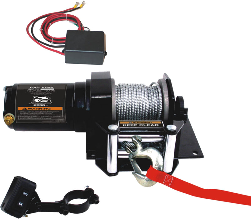 Bulldog Winch 15001 2,000 LB ATV Winch 50 Ft Wire Rope W/Mini Rocker Switch Mounting Channel Roller Fairlead Bulldog Winch - Truck Part Superstore