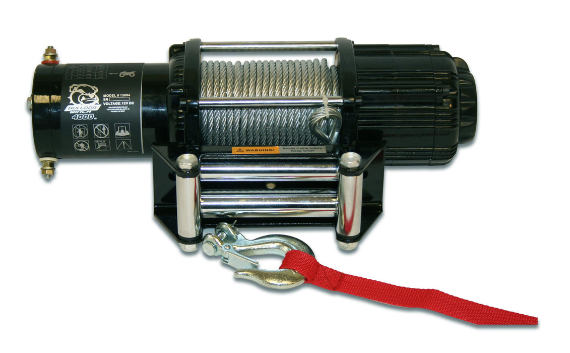 Bulldog Winch 15004 4,000 LB UTV Winch 55 Ft Wire Rope Two Switches Mounting Channel Roller Fairlead Bulldog Winch - Truck Part Superstore