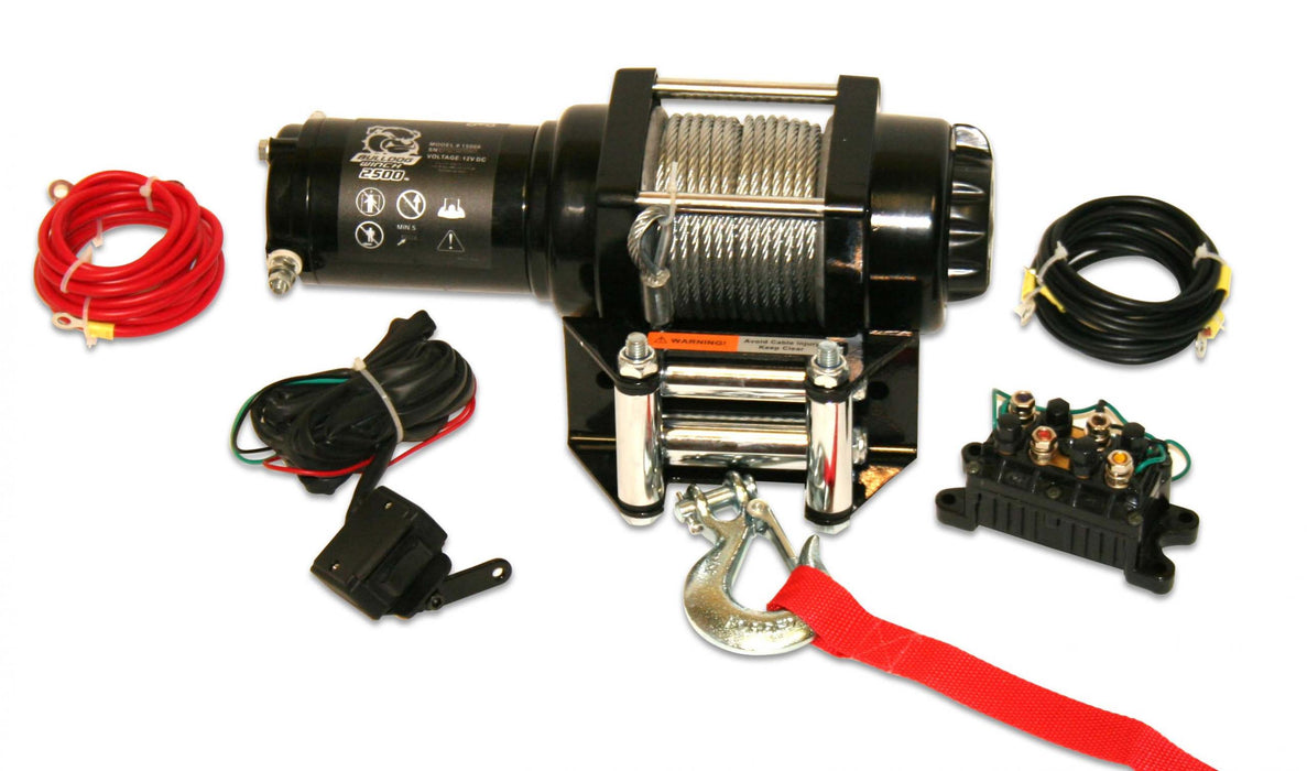 Bulldog Winch 15006 2,500 LB ATV Winch 50 Ft Wire Rope W/Mini Rocker Switch Mounting Channel Roller Fairlead Bulldog Winch - Truck Part Superstore