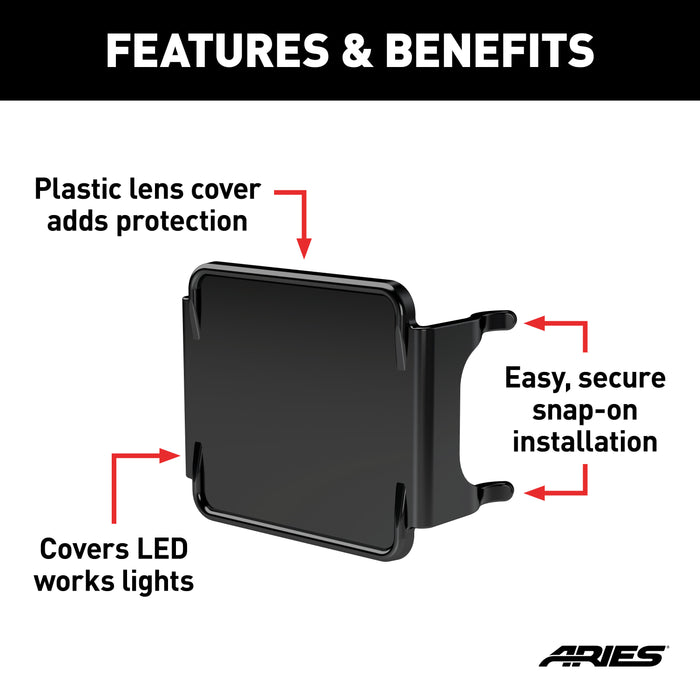 ARIES 1501253 ARIES 1501253 2-Inch Square LED Light Covers; 2-Pack - Truck Part Superstore