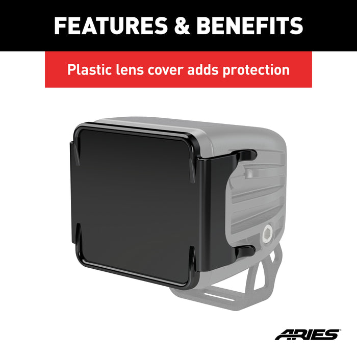 ARIES 1501253 ARIES 1501253 2-Inch Square LED Light Covers; 2-Pack - Truck Part Superstore