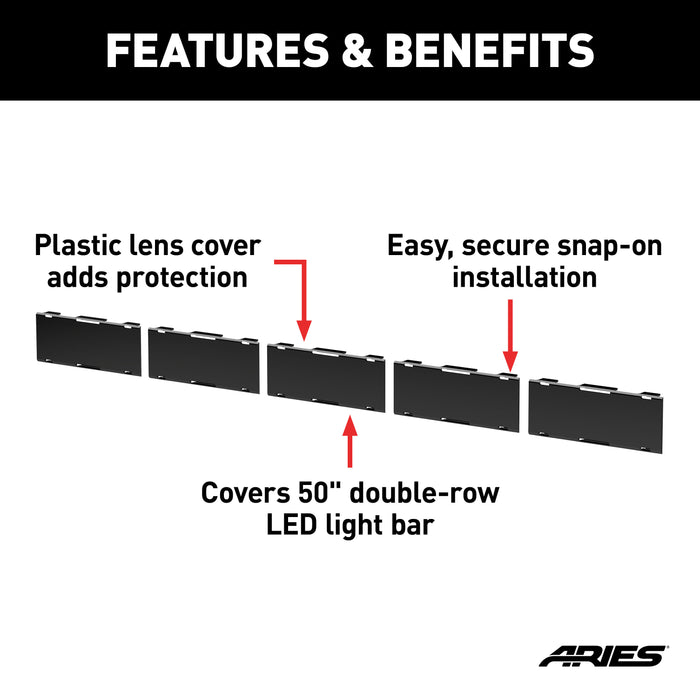ARIES 1501279 ARIES 1501279 50-Inch LED Light Bar Covers; 5 Pieces - Truck Part Superstore