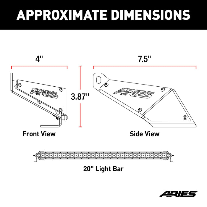 ARIES 1501300 Jeep JK Hood Light and Brackets - Truck Part Superstore