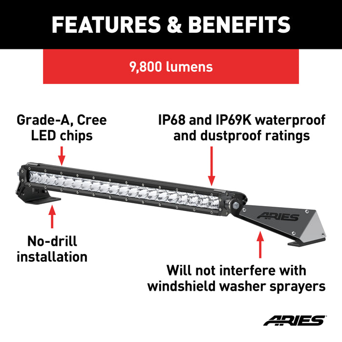 ARIES 1501300 Jeep JK Hood Light and Brackets - Truck Part Superstore