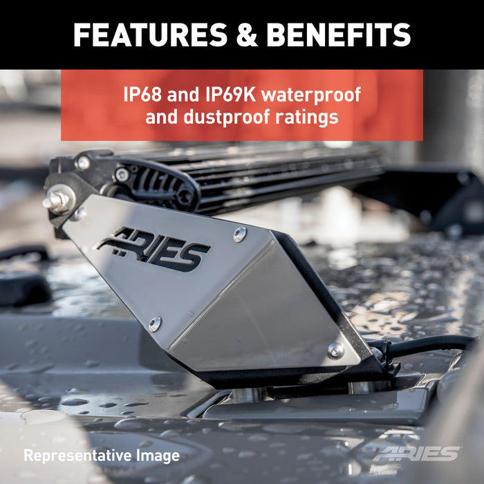 ARIES 1501300 Jeep JK Hood Light and Brackets - Truck Part Superstore