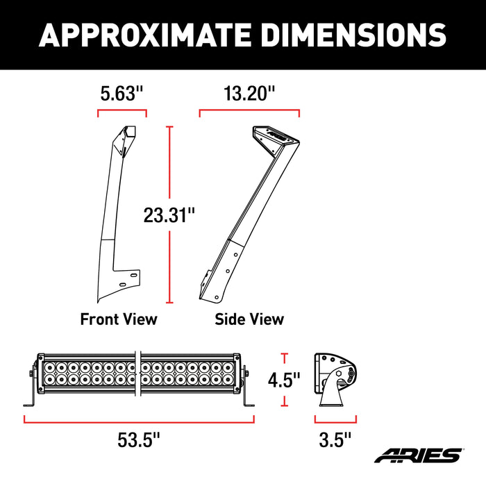ARIES 1501301 Jeep JK Roof Light and Brackets - Truck Part Superstore
