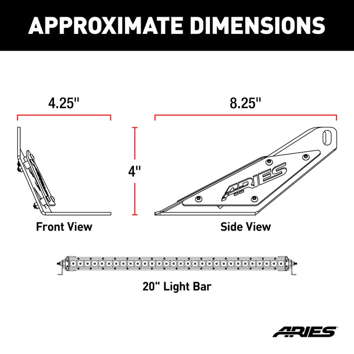 ARIES 1501302 Jeep TJ Hood Light and Brackets - Truck Part Superstore