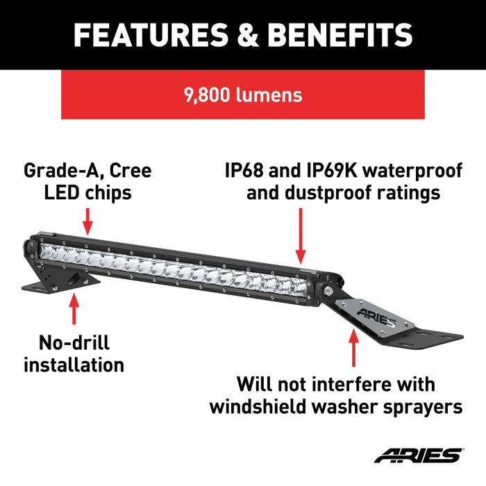 ARIES 1501302 Jeep TJ Hood Light and Brackets - Truck Part Superstore