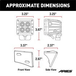 ARIES 1501304 Jeep JK Windshield Lights and Brackets - Truck Part Superstore