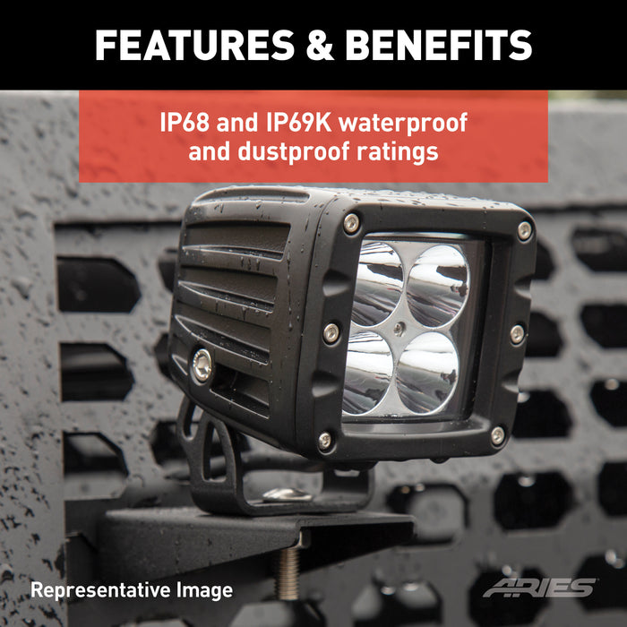 ARIES 1501304 Jeep JK Windshield Lights and Brackets - Truck Part Superstore