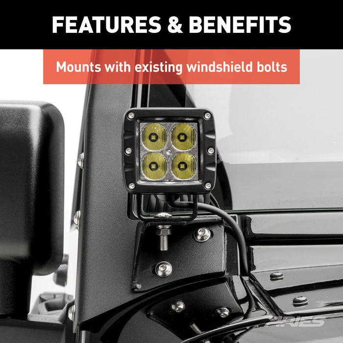 ARIES 1501304 Jeep JK Windshield Lights and Brackets - Truck Part Superstore