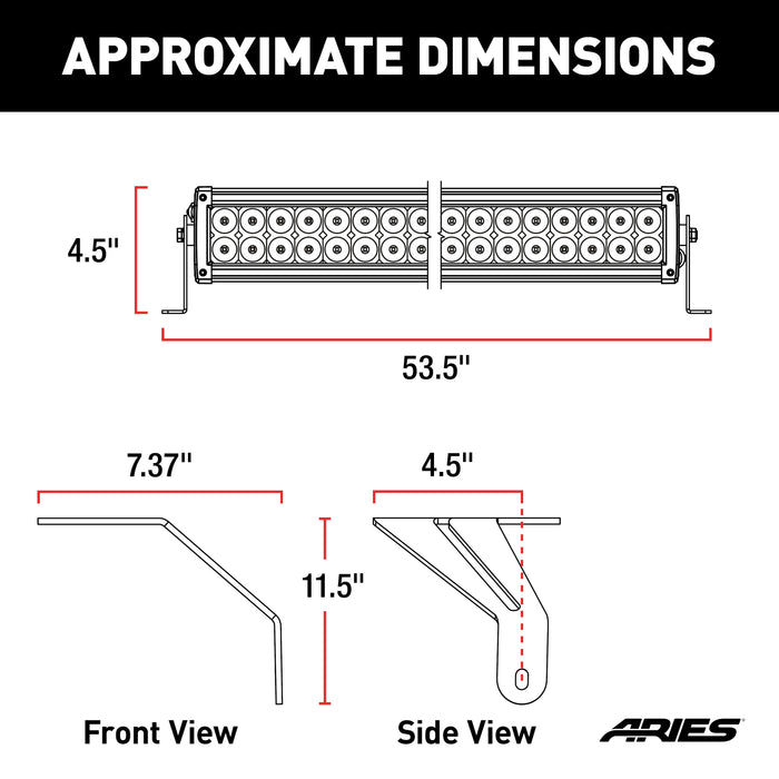 ARIES 1501306 Jeep Wrangler JL; Gladiator Windshield Light Bar and Brackets - Truck Part Superstore