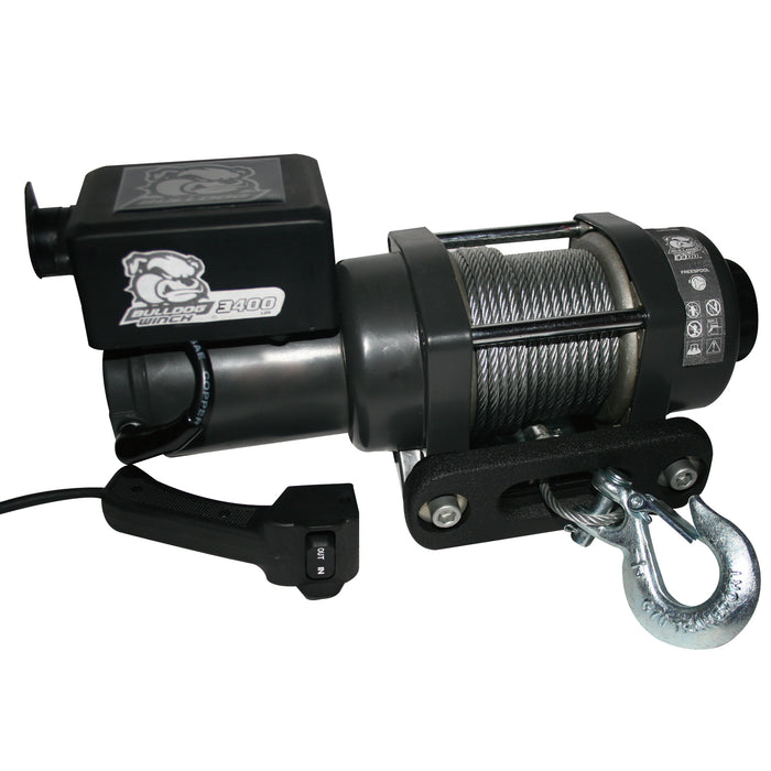 Bulldog Winch 15017 3,400 LB Trailer/Utility Winch 45 Ft Wire Rope Hawse Fairlead Mount Plate Bulldog Winch - Truck Part Superstore