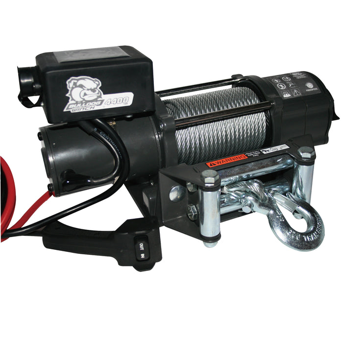 Bulldog Winch 15019 4,400 LB Trailer/Utility Winch 55 Ft Wire Rope Roller Fairlead Mount Plate Bulldog Winch - Truck Part Superstore