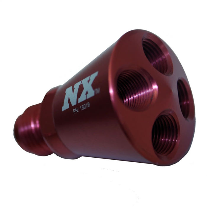 Nitrous Express 15019R 4 PORT SHOWERHEAD DIST BLOCK W/6AN INLET (RED) - Truck Part Superstore