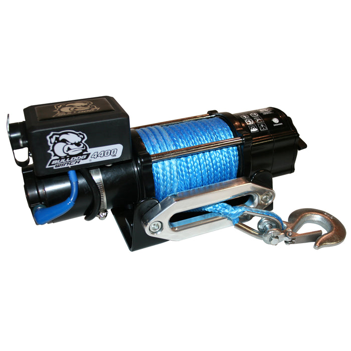 Bulldog Winch 15020 4,400 LB Trailer/Utility Winch 50 Ft Synthetic Rope Hawse Fairlead Mount Plate Bulldog Winch - Truck Part Superstore