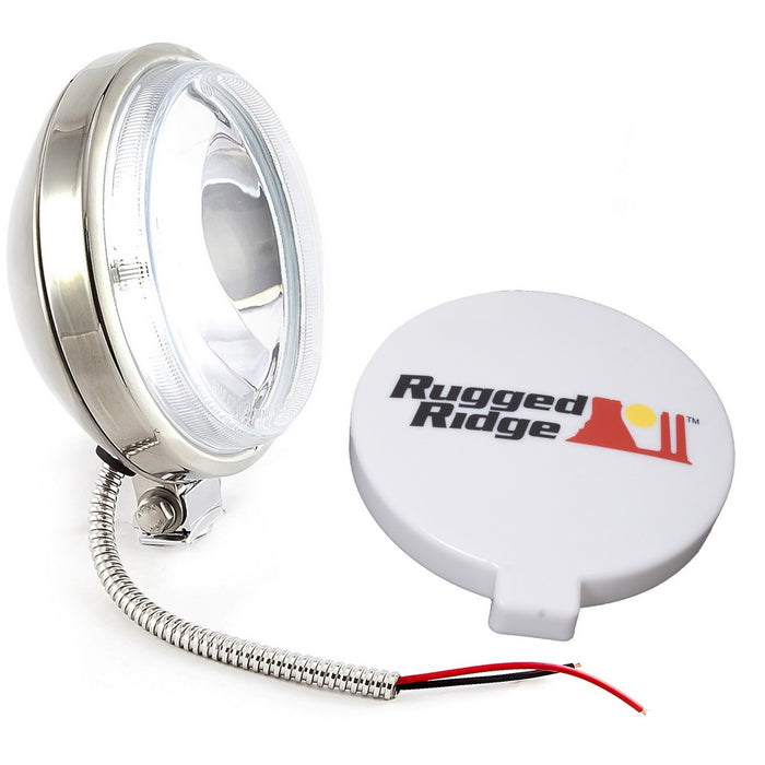 Rugged Ridge 15208.10 Off Road Light; 6 in.; Round; Slim; Stainless Steel; 100 Watt; - Truck Part Superstore
