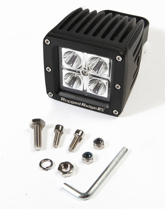 Rugged Ridge 15209.03 LED Driving Light; 3 in. Square; 16 Watt; Black Powder Coated Aluminum; - Truck Part Superstore