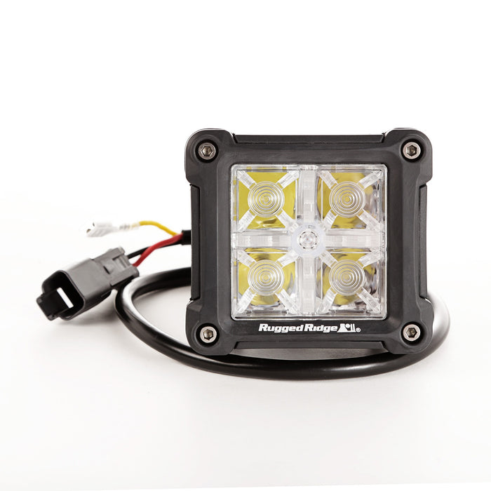 Rugged Ridge 15209.30 LED Light; 3 in.; Cube; Combo High Beam Amber/Low Beam White; - Truck Part Superstore