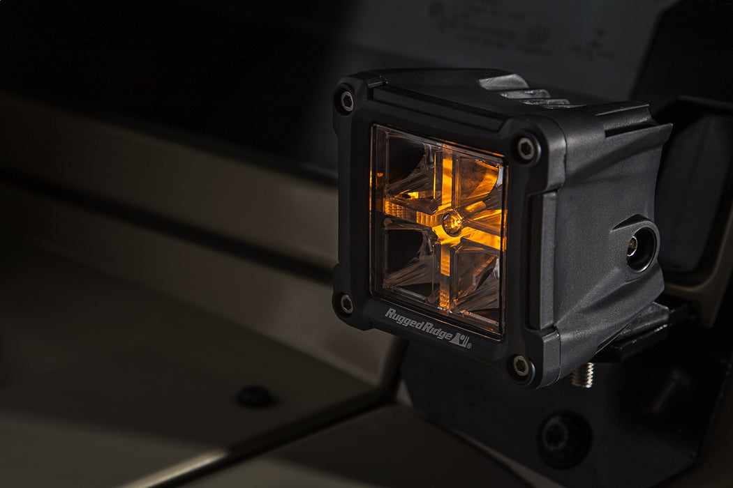 Rugged Ridge 15209.30 LED Light; 3 in.; Cube; Combo High Beam Amber/Low Beam White; - Truck Part Superstore