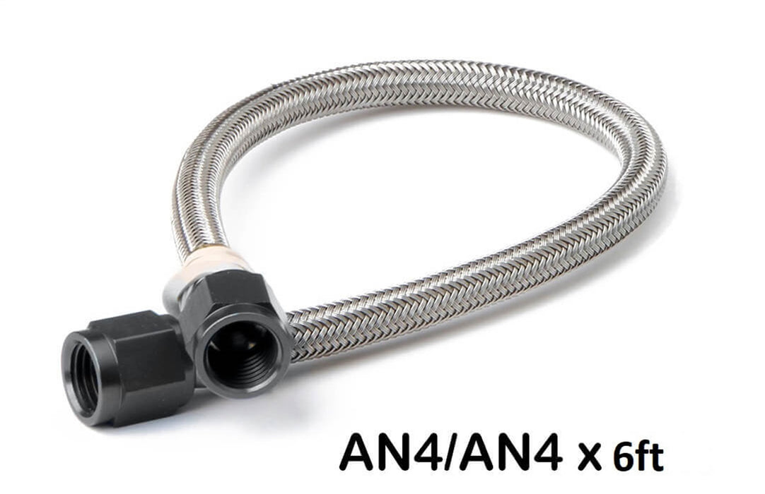 NOS/Nitrous Oxide System 15260BNOS Stainless Steel Braided Hose; -4AN; 6 ft.; Black; - Truck Part Superstore