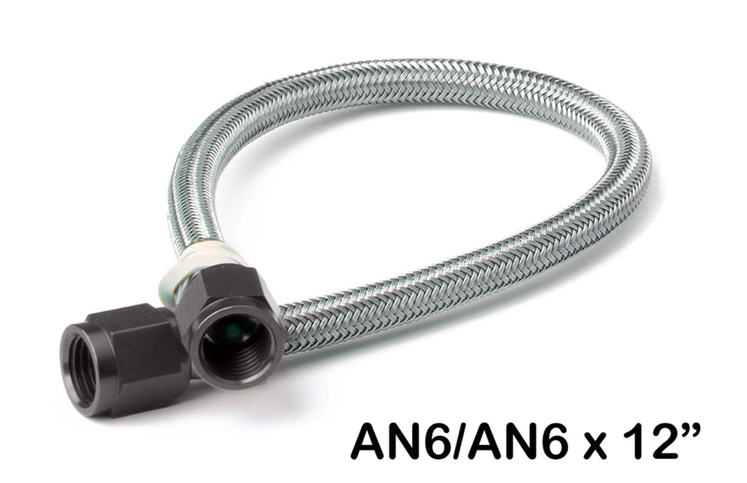 NOS/Nitrous Oxide System 15400BNOS Stainless Steel Braided Hose; -6AN; 12 in.; Black; - Truck Part Superstore