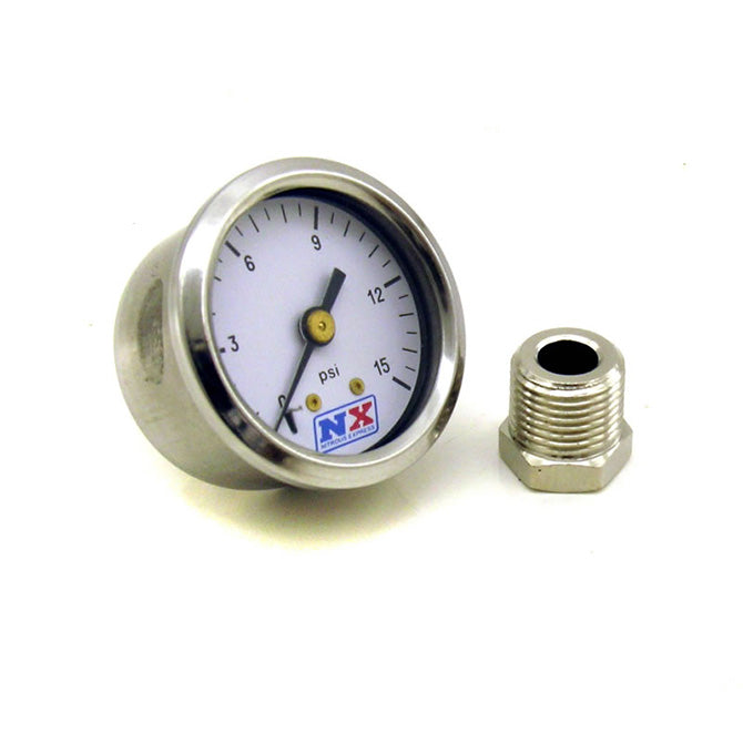 Nitrous Express 15511 PRESSURE GAUGE (0-15 PSI W/ADAPTOR) - Truck Part Superstore