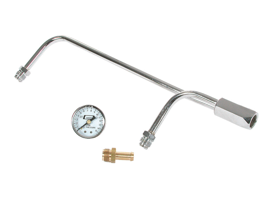 Mr Gasket 1558 Chrome Plated Fuel Lines With Fuel Pressure Gauge - Truck Part Superstore
