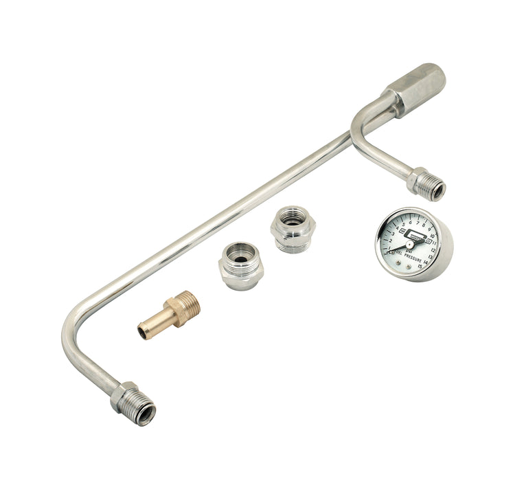 Mr Gasket 1559 Chrome Plated Fuel Lines With Fuel Pressure Gauge - Truck Part Superstore
